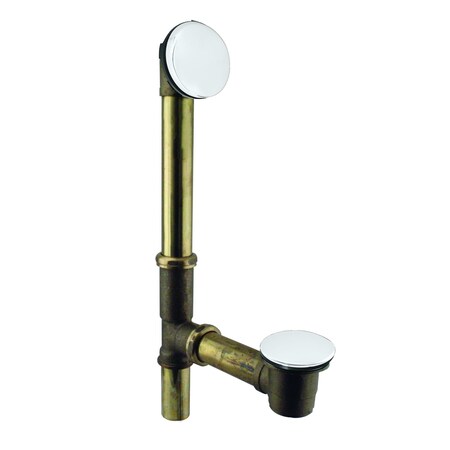 Westbrass European Tip Toe Bath Waste, Hidden Overflow -14" Make-Up, 17 Ga. In Powdercoated White D325H-50 (79317H-50)